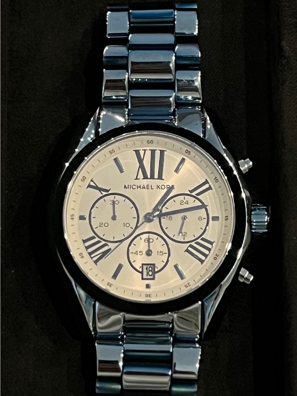 Michael Kors Women’s Blue Chronograph Style #MK6488 Box